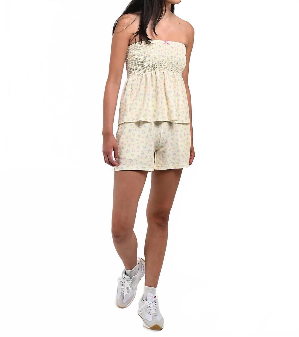 NEW THE HAPPY CAMP3R sweetheart floral cloud shorts in yellow